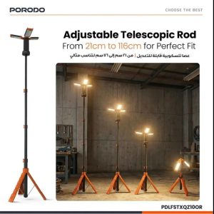 چراغ شارژی کمپینگ پایه دار 9000mAh تاشو تلسکوپی برند PORODO کد004055 - تصویر 19