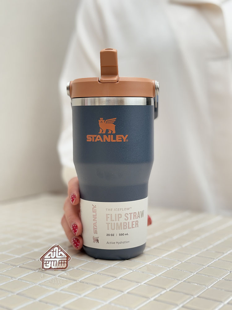 خرید تراول ماگ نی دار استنلی سایز کوچک 590 میل اورجینال مدل FLIP STRAW TUMBLER