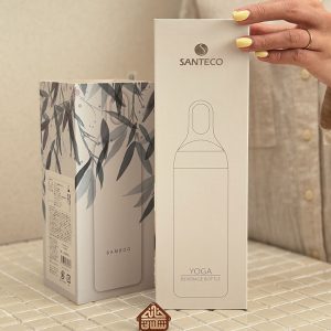 خرید بطری دوجداره 500 میل سفید طرح برگ برند SANTECO مدل YOGA