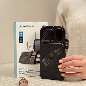خرید پاوربانک و رادیو چندکاره پنل خورشیدی اورجینال 16000 میلی آمپر برند POWEROLOGY مدل PP049