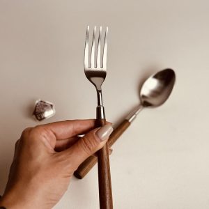 خرید قاشق چنگال دسته چوبی