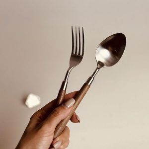 خرید قاشق چنگال دسته چوبی