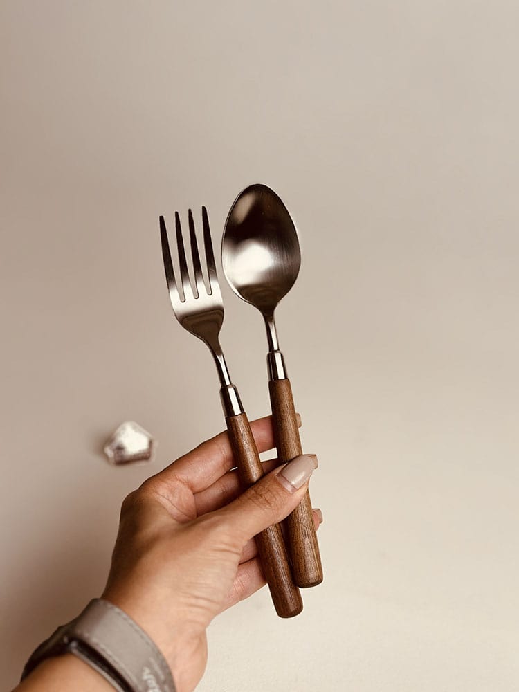 خرید قاشق چنگال دسته چوبی