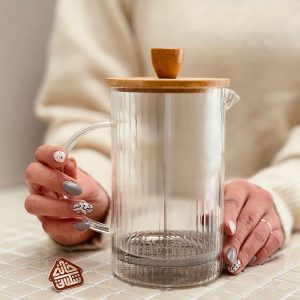 خرید فرنچ پرس پیرکس درب بامبو