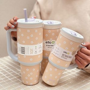 خرید تراول ماگ تامبلر نی دار برند آمریکایی ello گلدار 24oz