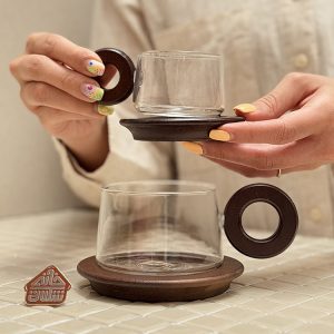خرید ماگ پیرکس دسته چوبی