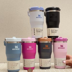 خرید تراول ماگ نی دار استنلی سایز کوچک 590 میل اورجینال مدل FLIP STRAW TUMBLER