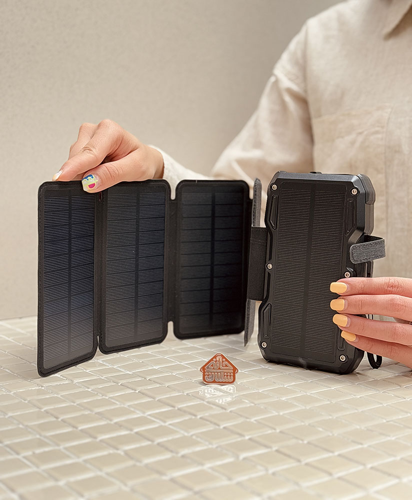 خرید پاوربانک اورجینال 20000 میلی آمپر برند GREEN LION مدل SOLAR 5 PANEL