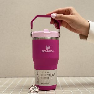 خرید تراول ماگ نی دار استنلی سایز کوچک 590 میل اورجینال مدل FLIP STRAW TUMBLER