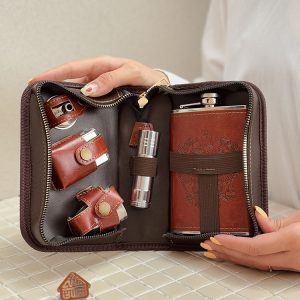 خرید ست قمقمه کتابی و شات کیف چرمی