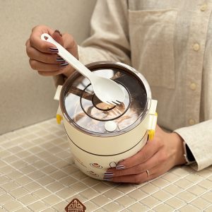 خرید ظرف غذا دوطبقه داخل استیل طرح خرگوش بامزه miffy