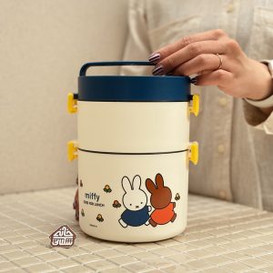 خرید ظرف غذا دوطبقه داخل استیل طرح خرگوش بامزه miffy