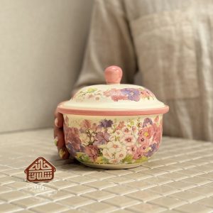 خرید ظرف درب دار گلدار