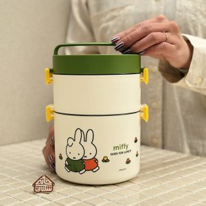 خرید ظرف غذا دوطبقه داخل استیل طرح خرگوش بامزه miffy