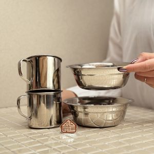 خرید ست ظروف استیل و قمقمه کتابی کیف دار