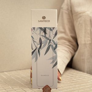 خرید بطری دوجداره 500 میل سفید طرح برگ برند SANTECO مدل YOGA