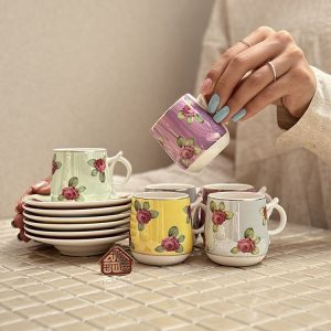 خرید ست 6 عددی قهوه خوری برند ترک Perotti طرح گل