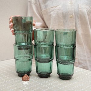 خرید ست 6 عددی لیوان سبز طرح وینتیج