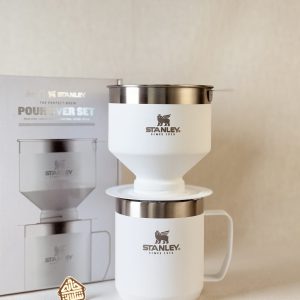 خرید قهوه ساز و کمپ ماگ استنلی سفید مدل POUR OVER SET