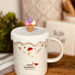 ماگ در دار سفید بستنی