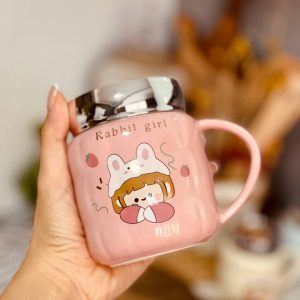 ماگ درب سرامیک طرح دختر