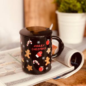 ماگ درب دار رنگی مخصوص کریسمس